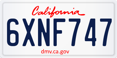 CA license plate 6XNF747