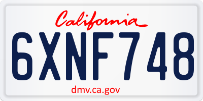 CA license plate 6XNF748