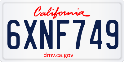 CA license plate 6XNF749