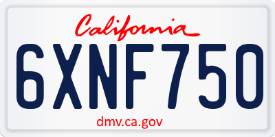 CA license plate 6XNF750