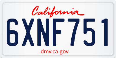 CA license plate 6XNF751