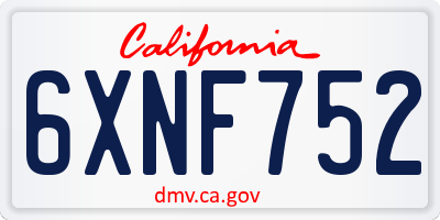 CA license plate 6XNF752