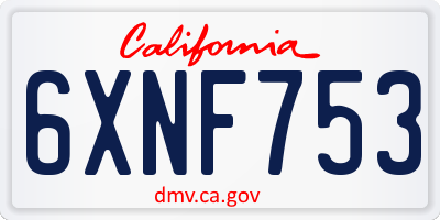 CA license plate 6XNF753