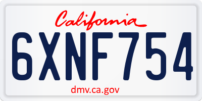 CA license plate 6XNF754