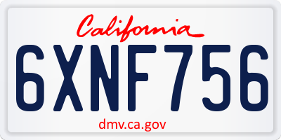 CA license plate 6XNF756