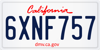 CA license plate 6XNF757