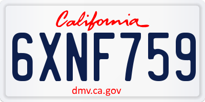 CA license plate 6XNF759