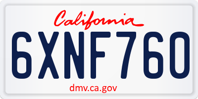 CA license plate 6XNF760