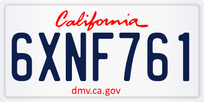 CA license plate 6XNF761