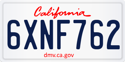 CA license plate 6XNF762