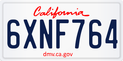 CA license plate 6XNF764