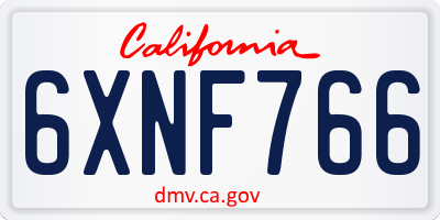 CA license plate 6XNF766