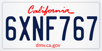 CA license plate 6XNF767