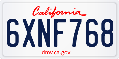 CA license plate 6XNF768