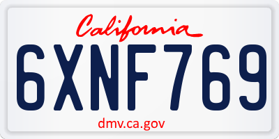CA license plate 6XNF769