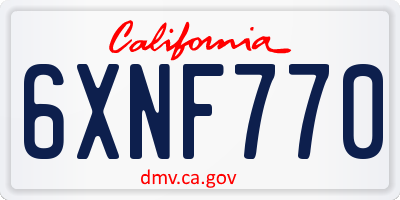 CA license plate 6XNF770