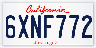 CA license plate 6XNF772