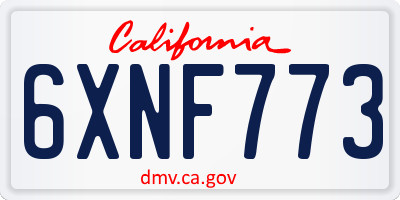 CA license plate 6XNF773