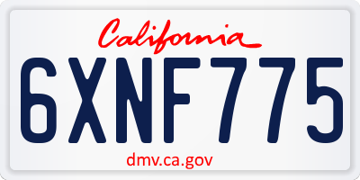 CA license plate 6XNF775