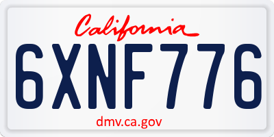 CA license plate 6XNF776