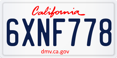 CA license plate 6XNF778