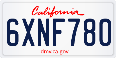 CA license plate 6XNF780
