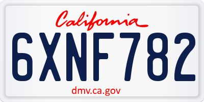 CA license plate 6XNF782