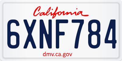 CA license plate 6XNF784