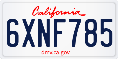 CA license plate 6XNF785