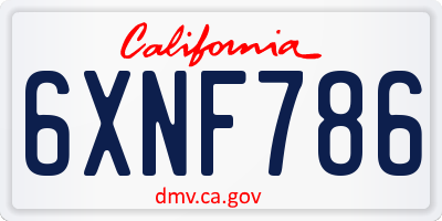 CA license plate 6XNF786