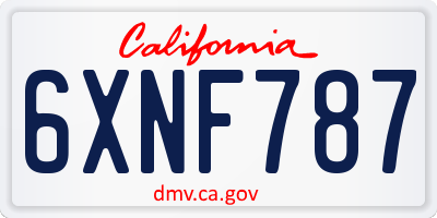 CA license plate 6XNF787