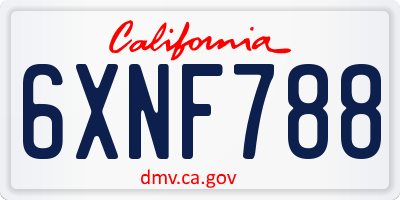 CA license plate 6XNF788