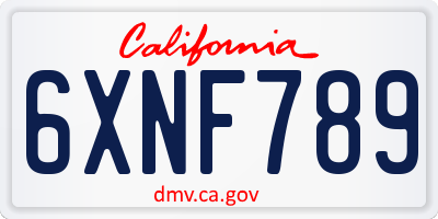 CA license plate 6XNF789