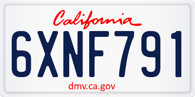 CA license plate 6XNF791