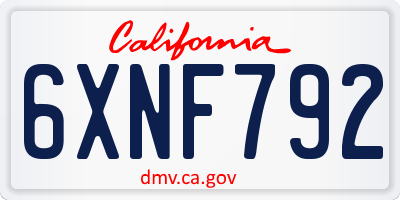 CA license plate 6XNF792