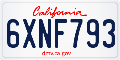 CA license plate 6XNF793