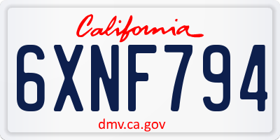 CA license plate 6XNF794