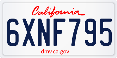 CA license plate 6XNF795