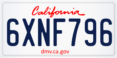 CA license plate 6XNF796