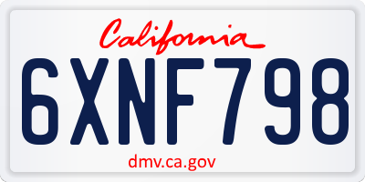 CA license plate 6XNF798