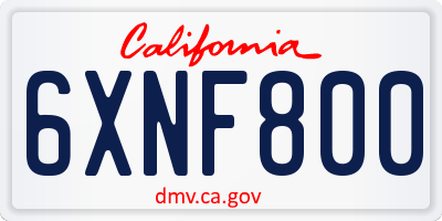 CA license plate 6XNF800