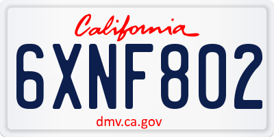 CA license plate 6XNF802