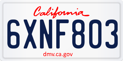 CA license plate 6XNF803