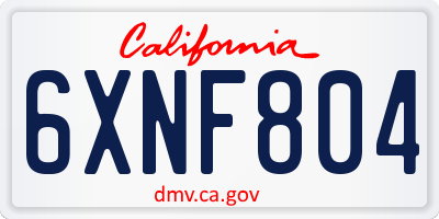 CA license plate 6XNF804