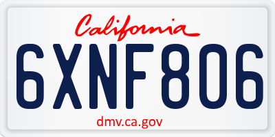 CA license plate 6XNF806