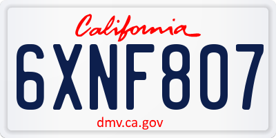 CA license plate 6XNF807
