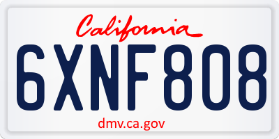 CA license plate 6XNF808