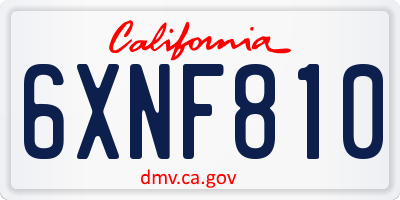CA license plate 6XNF810