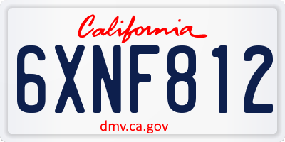 CA license plate 6XNF812