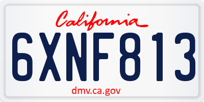CA license plate 6XNF813